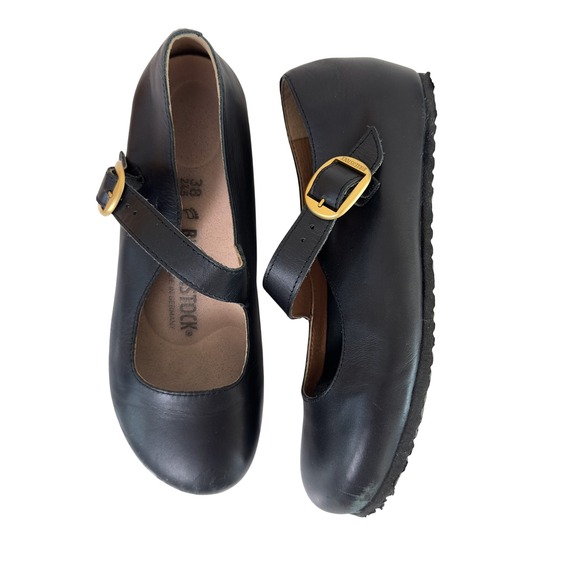 Early 00's Birkenstock Black Leather Mary Jane Flats - size 7-7.5 - Picture 3 of 7